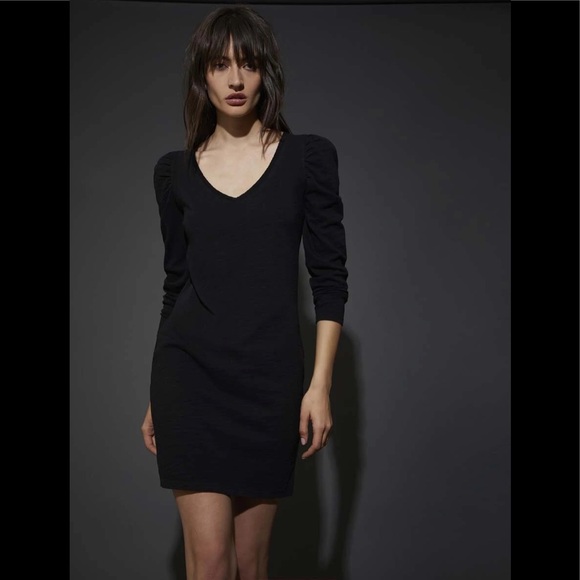 NWT NATION LTD Janessa Puff Sleeve Dress Jet Black - Picture 2 of 8